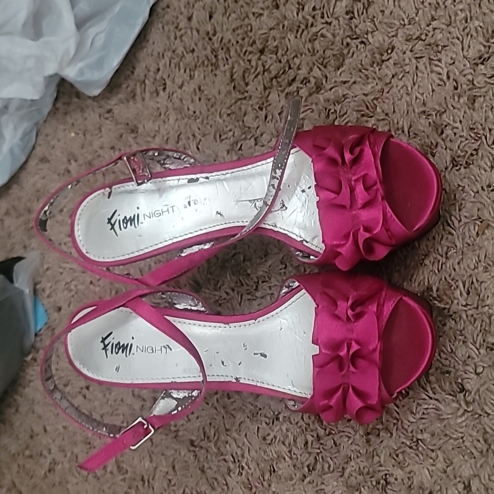 Fioni Night Fushia or Hot Pink like High Heels with Ruffle Detail